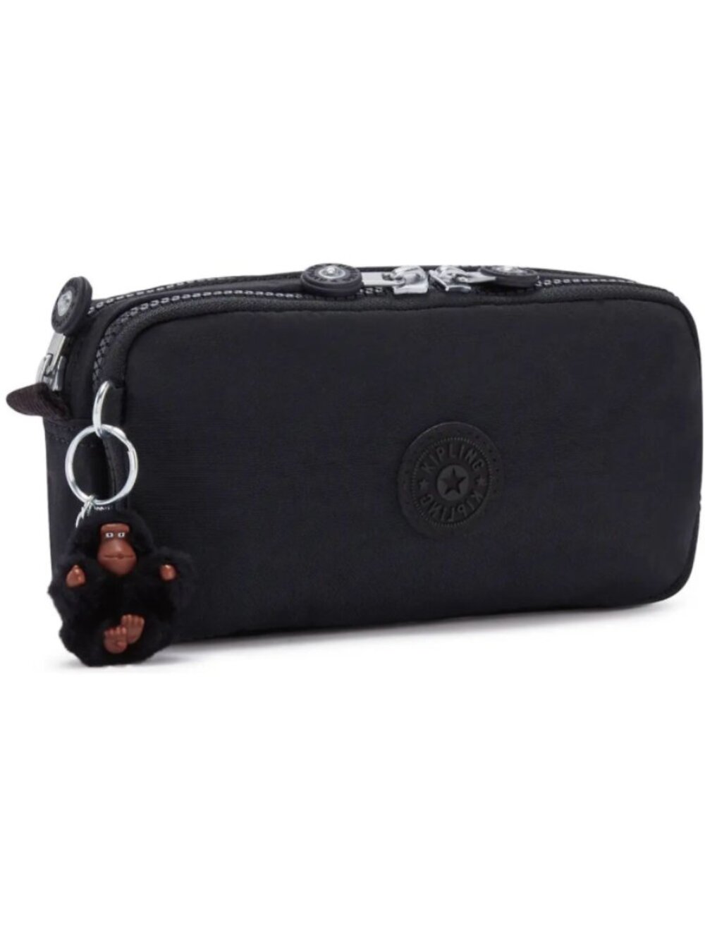 Like New! Kipling Chap Pencil Makeup Case in Black with Monkey Keychain